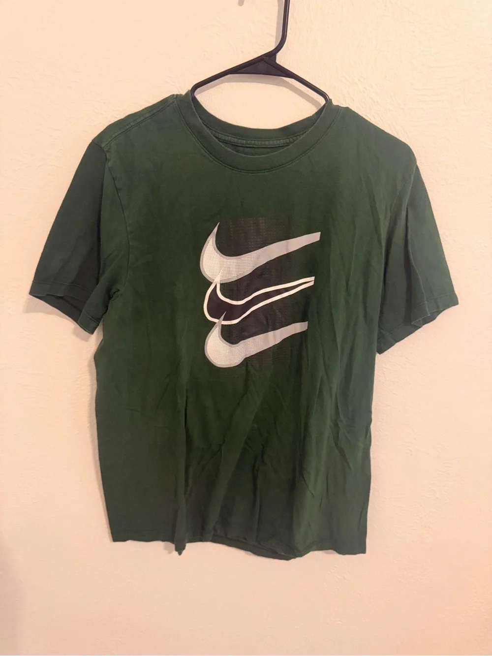 Nike Men’s Forest Green Short Sleeve Graphic Tee with White Swooshes